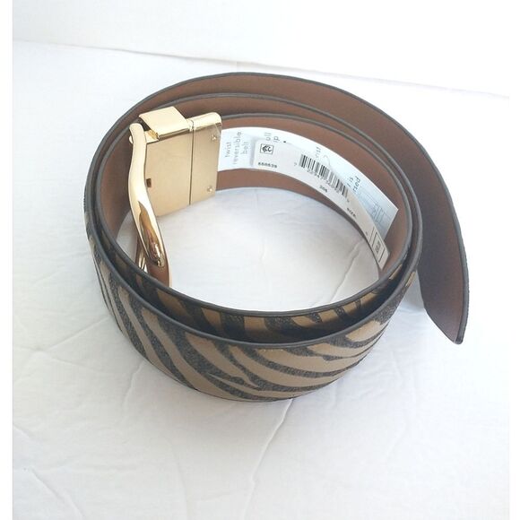 New! MICHAEL KORS Reversible Leather Belt Zebra Print Gold-tone Logo Buckle SM - Picture 13 of 13